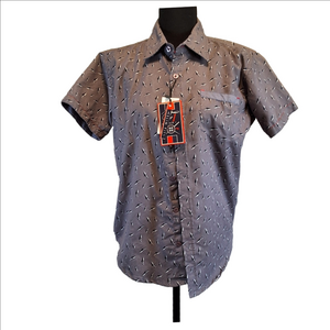 Faze 1 Mens Short Sleeve Shark Patterned Shirt - Sleek Style for Summer Events